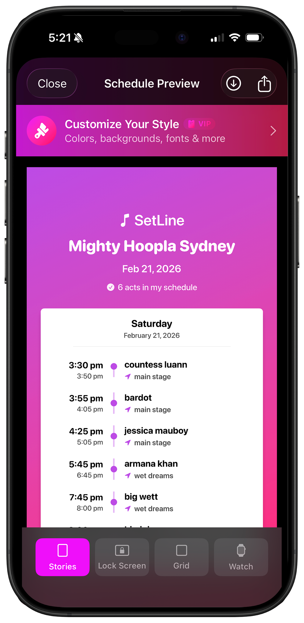 SetLine app screen